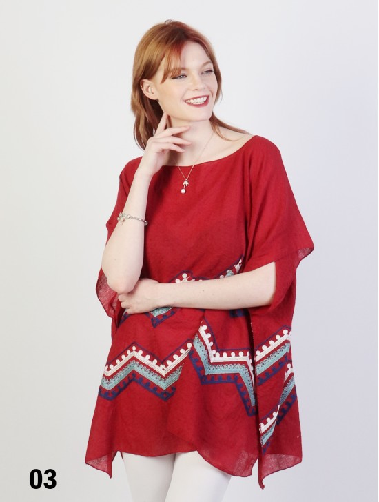 Waves Embroidery Flowy Top